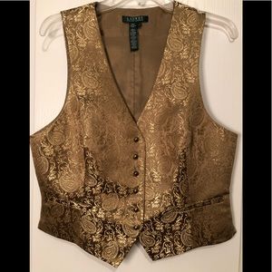 Lauren Ralph Lauren Gold Jacquard Vest